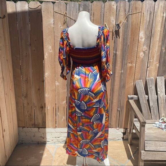 FARM Rio Rainbow Toucan Smocked Maxi size medium - Picture 5 of 16